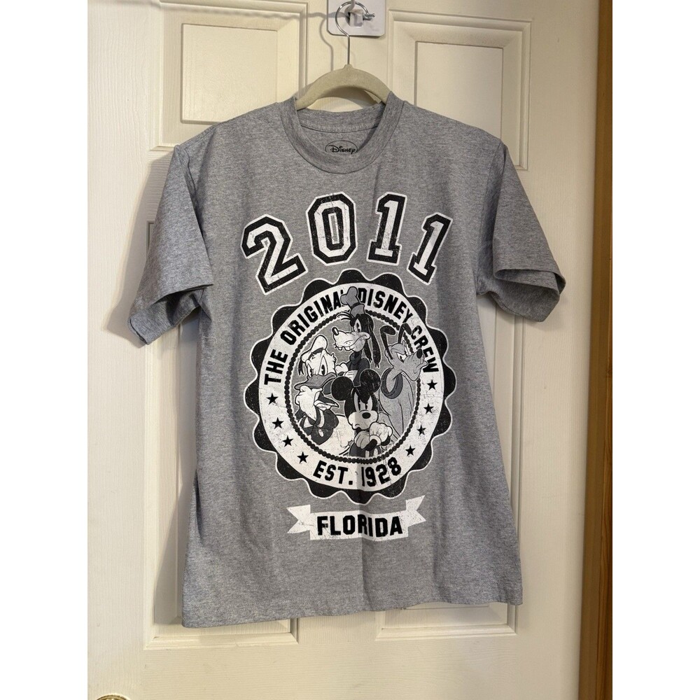 Disney Parks 2011 Mickey Mouse Original Crew Graphic T Shirt Gray Medium